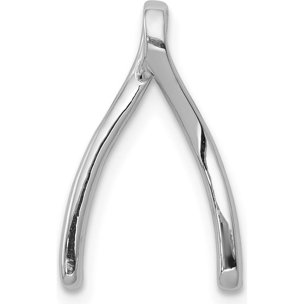 14K White Gold Diamond Wishbone Pendant Slide with 1/8 Carat of Round Diamonds - 0.13 Carat Total Diamond Weight by Monteluci Fine Jewelry