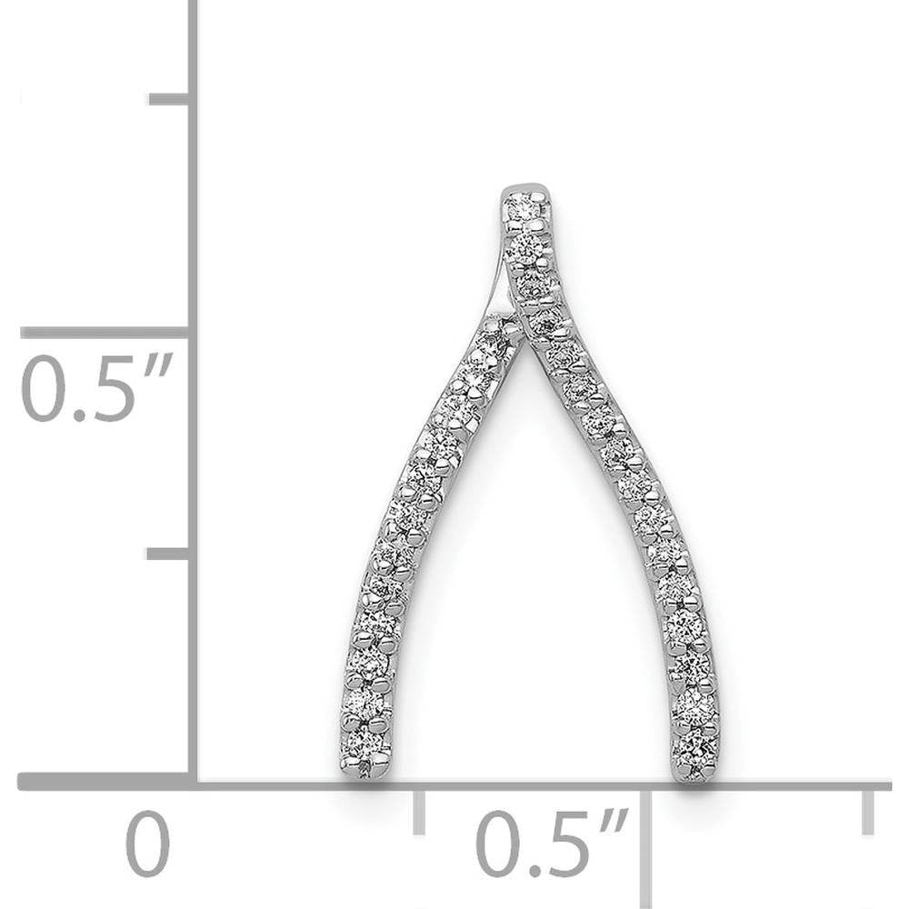 14K White Gold Diamond Wishbone Pendant Slide with 1/8 Carat of Round Diamonds - 0.13 Carat Total Diamond Weight by Monteluci Fine Jewelry