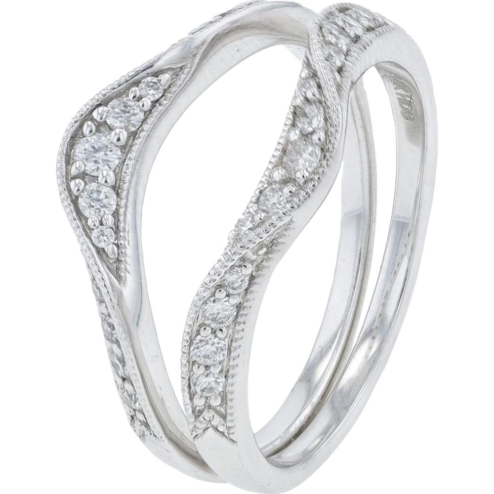 14K White Gold Diamond Wrap Ring with 0.28 Total Carat Weight of Sparkling Diamonds