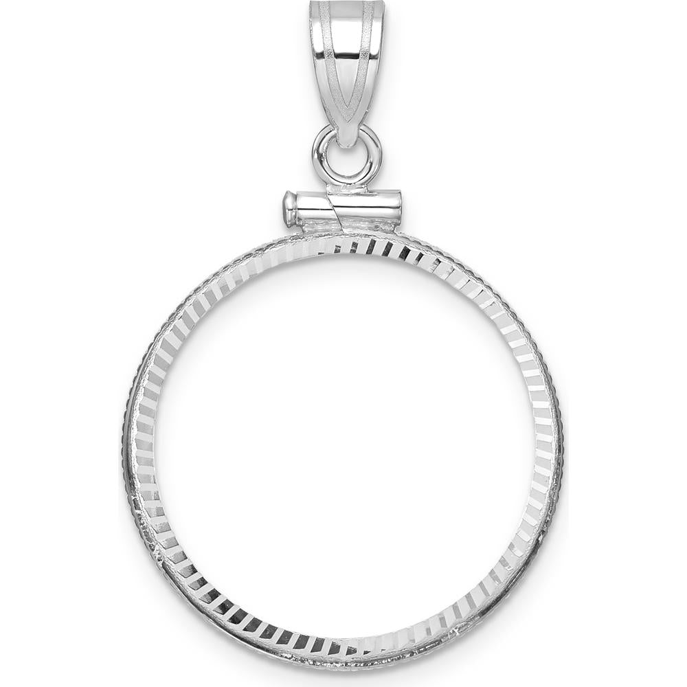 14K White Gold Distinguished Coin Jewelry Pendant with Diamond-Cut Texture and Screw Top Feature by Numis Coin Jewelry