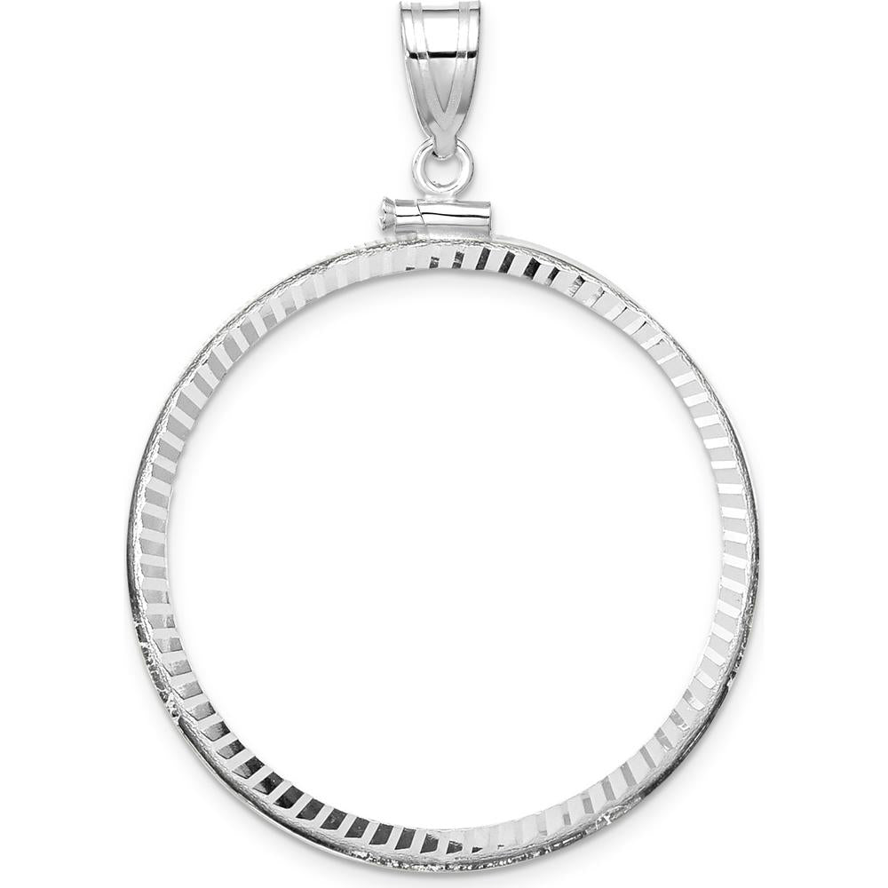 14K White Gold Distinguished Coin Jewelry Pendant with Polished and Diamond-Cut Finish - 34.2mm x 2.85mm by Numis Coin Jewelry