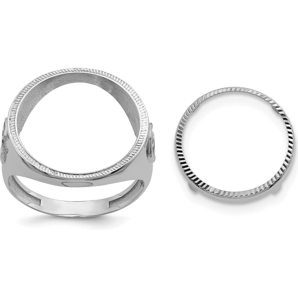 14K White Gold Distinguished Coin Jewelry Ring with Masonic Sides - Coin Bezel, 16.5mm by Numis Coin Jewelry