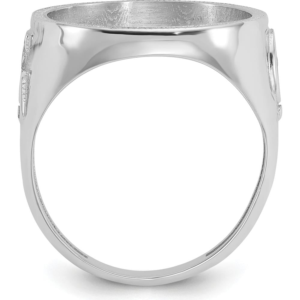 14K White Gold Distinguished Coin Jewelry Ring with Masonic Sides - Coin Bezel, 16.5mm by Numis Coin Jewelry