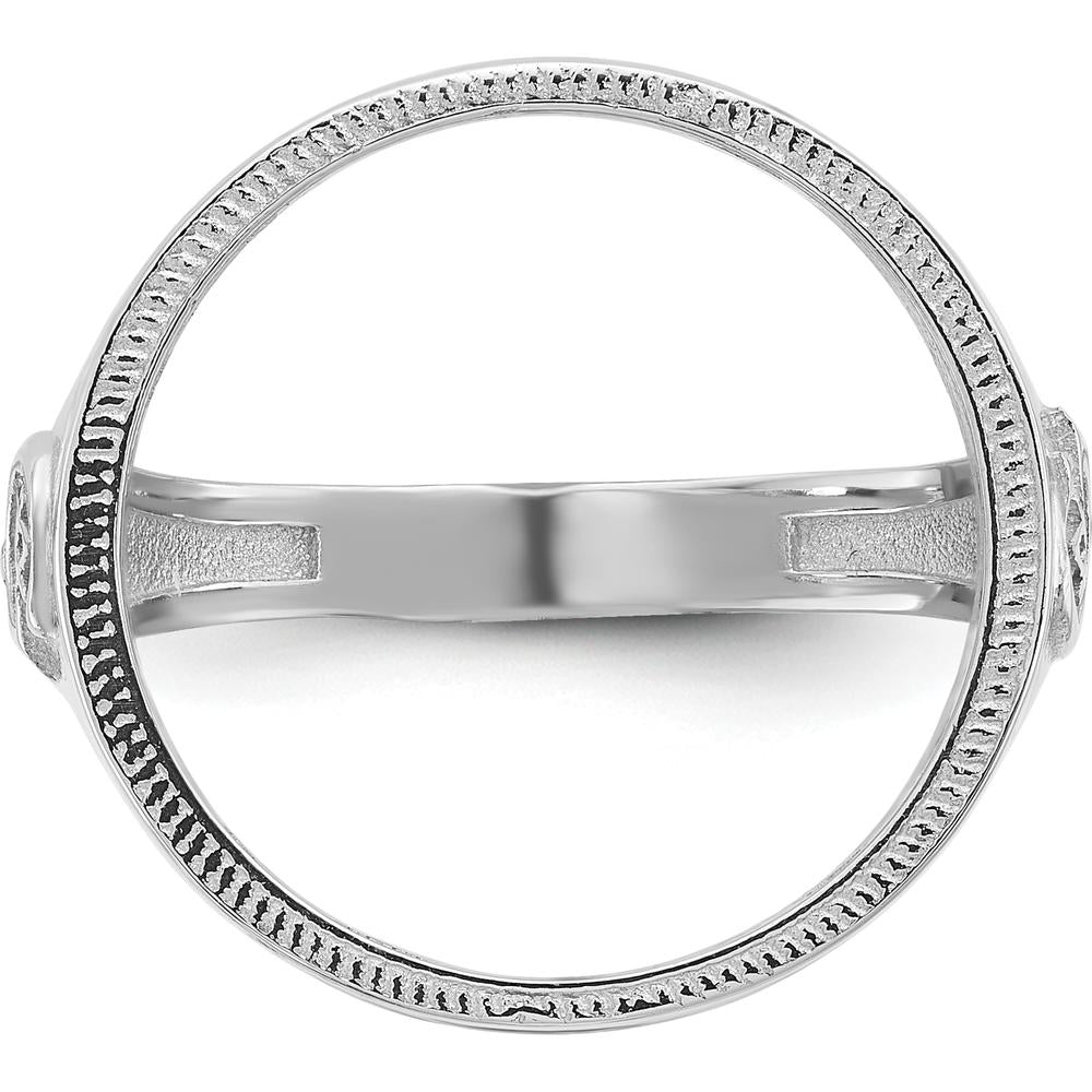 14K White Gold Distinguished Coin Jewelry Ring with Masonic Sides - Coin Bezel, 16.5mm by Numis Coin Jewelry
