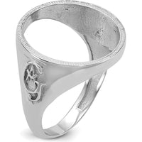 14K White Gold Distinguished Coin Jewelry Ring with Masonic Sides - Coin Bezel, 16.5mm by Numis Coin Jewelry