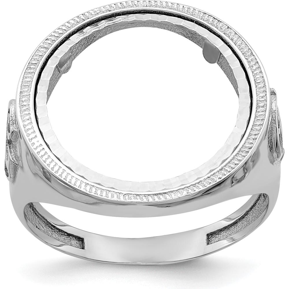 14K White Gold Distinguished Coin Jewelry Ring with Masonic Sides - Coin Bezel, 16.5mm by Numis Coin Jewelry