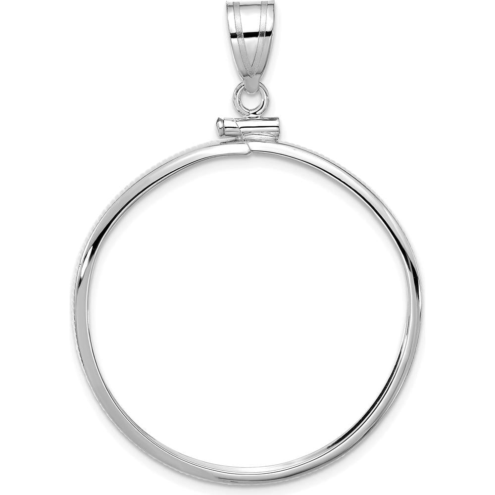 14K White Gold Distinguished Coin Pendant with Screw Top Coin Bezel for 1 oz. American Eagle Coin by Numis Coin Jewelry