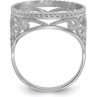 14K White Gold Distinguished Coin Ring with Polished Diamond-cut and Twisted Wire Design - Holds 1/10 oz. American Eagle Coin by Numis Coin Jewelry