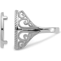 14K White Gold Distinguished Coin Ring with Polished Diamond-cut and Twisted Wire Design - Holds 1/10 oz. American Eagle Coin by Numis Coin Jewelry
