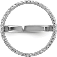 14K White Gold Distinguished Coin Ring with Polished Diamond-cut and Twisted Wire Design - Holds 1/10 oz. American Eagle Coin by Numis Coin Jewelry
