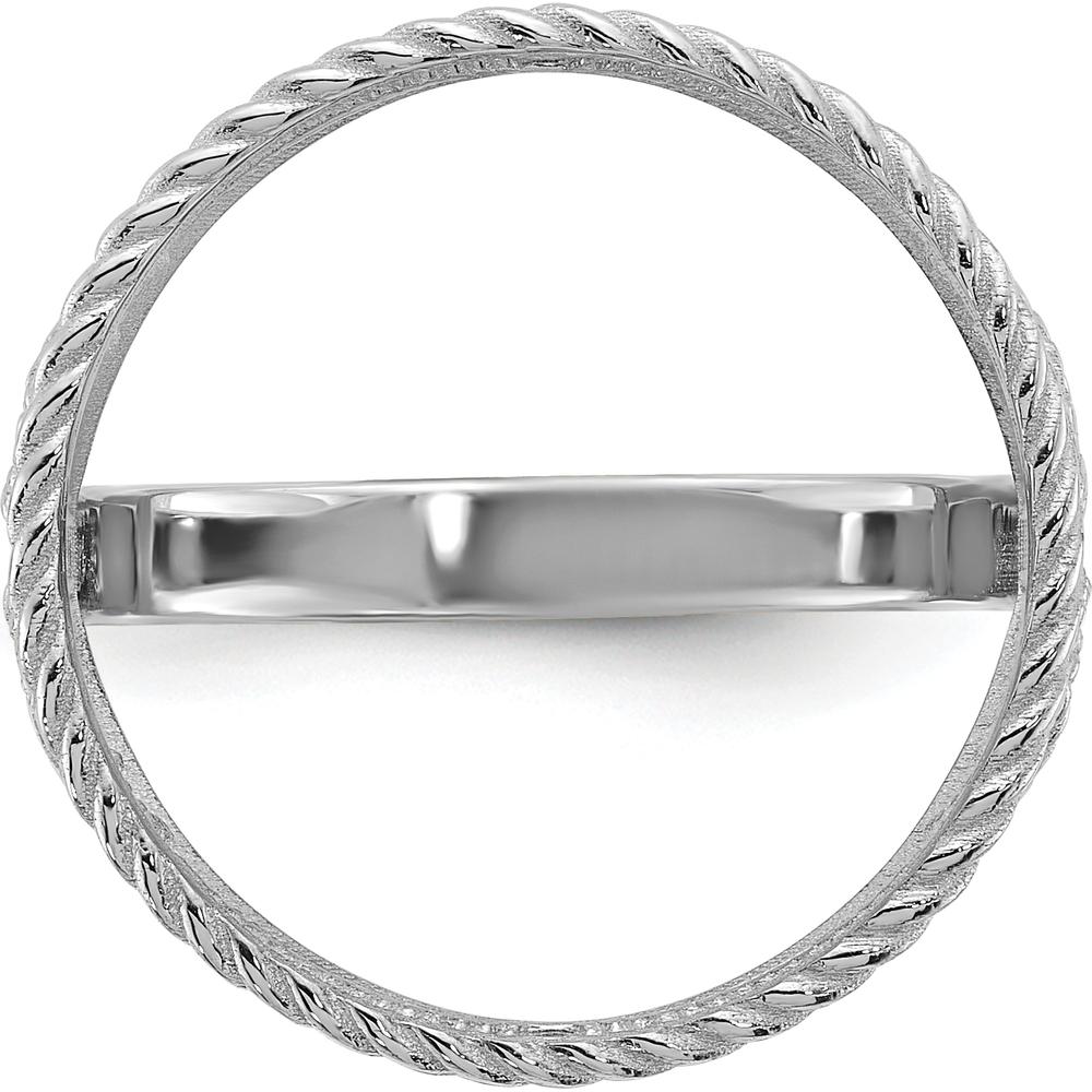 14K White Gold Distinguished Coin Ring with Polished Diamond-cut and Twisted Wire Design - Holds 1/10 oz. American Eagle Coin by Numis Coin Jewelry
