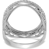 14K White Gold Distinguished Coin Ring with Polished Diamond-cut and Twisted Wire Design - Holds 1/10 oz. American Eagle Coin by Numis Coin Jewelry