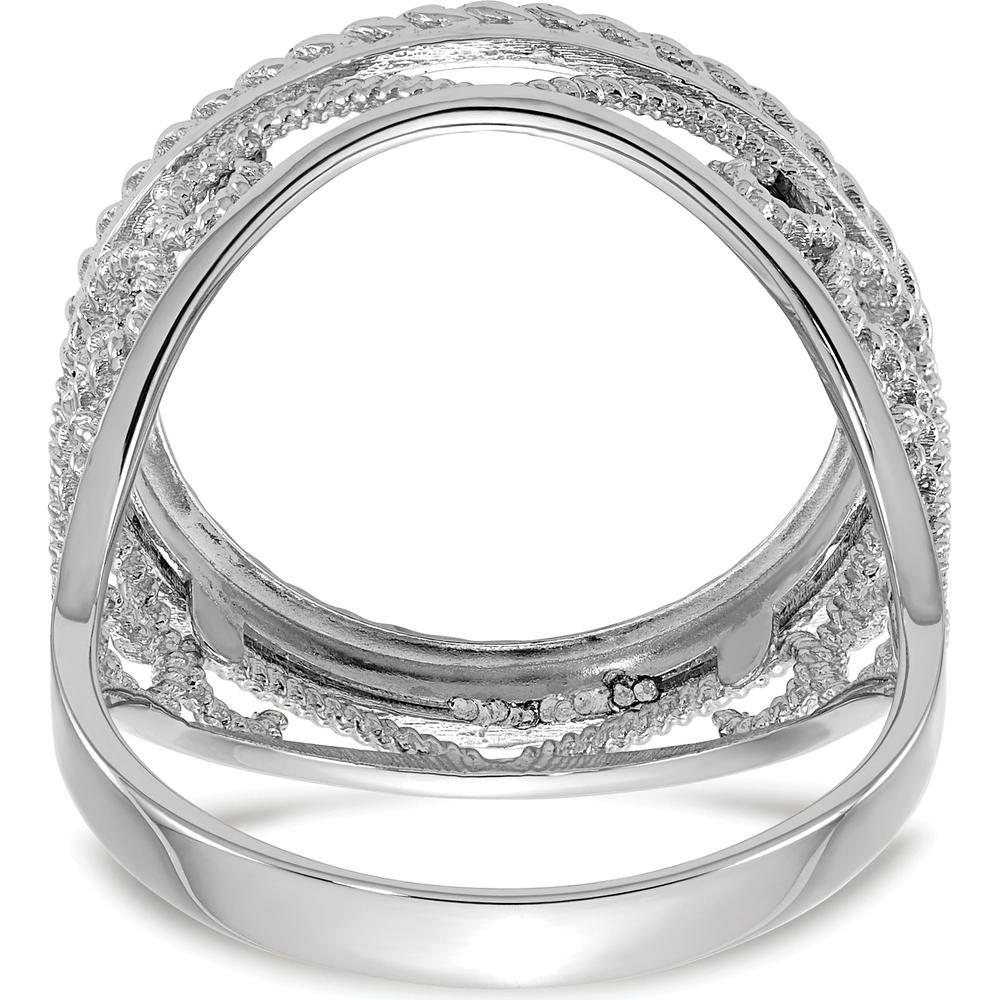 14K White Gold Distinguished Coin Ring with Polished Diamond-cut and Twisted Wire Design - Holds 1/10 oz. American Eagle Coin by Numis Coin Jewelry