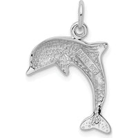 14K White Gold Dolphin Charm Pendant with Rhodium Plating by 0