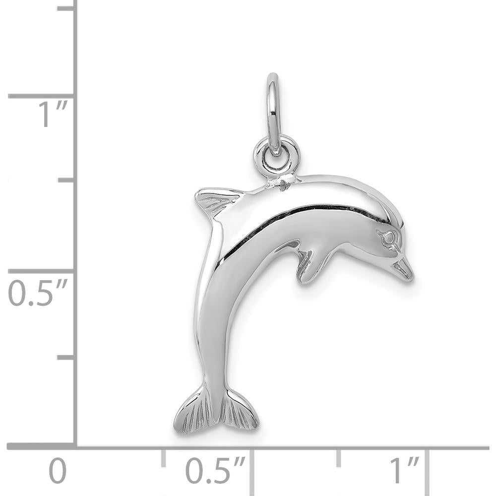 14K White Gold Dolphin Charm Pendant with Rhodium Plating by 0