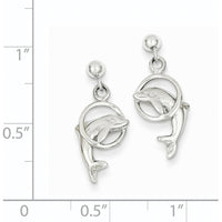 14K White Gold Dolphin Dangle Earrings with Polished Finish by Oro Pregiato