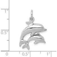 14K White Gold Dolphin Pair Charm Pendant with Rhodium Plating by 0