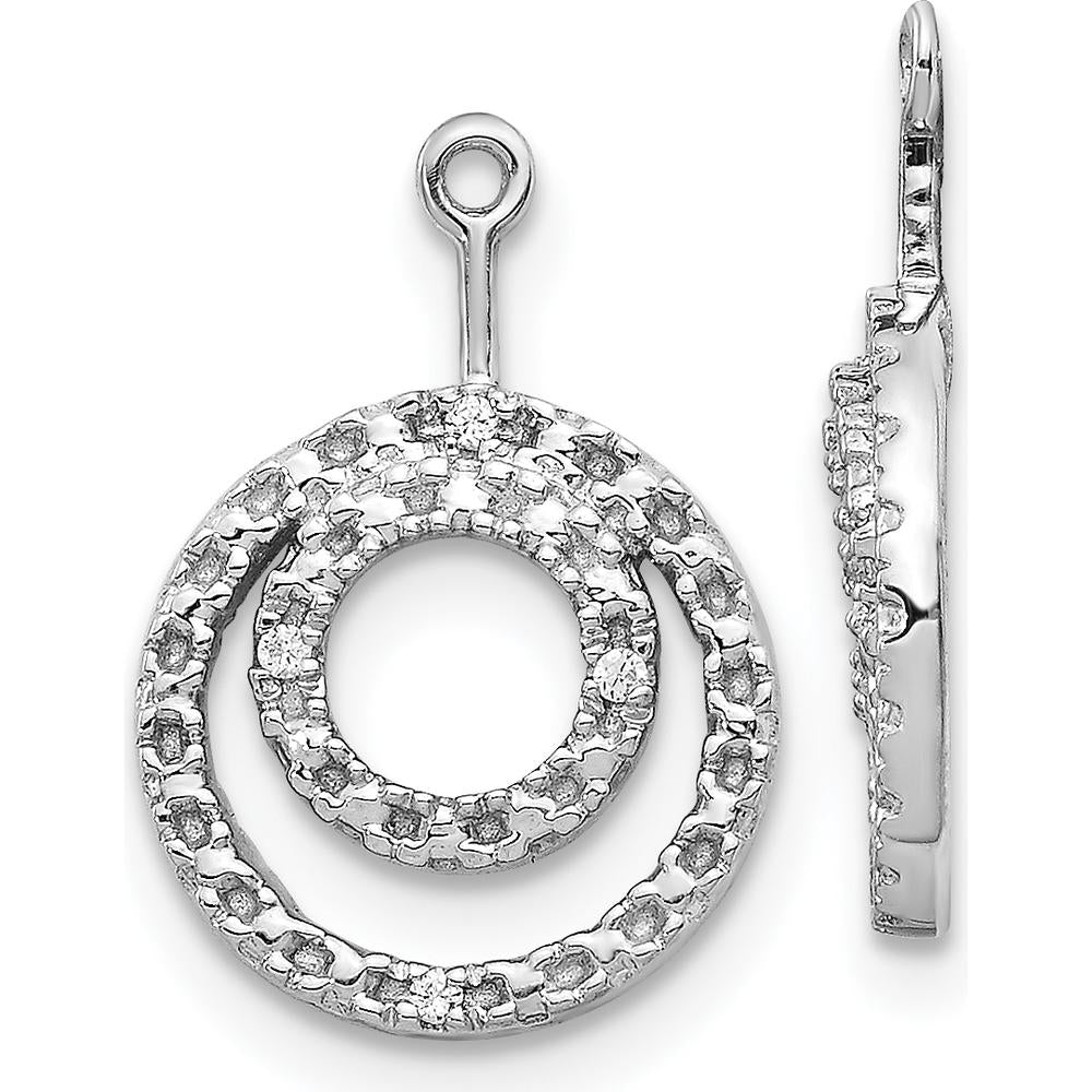 14K White Gold Double Circle Diamond Earring Jackets with 8 Round Diamonds - 0.032 Carats Total Diamond Weight by Monteluci Fine Jewelry