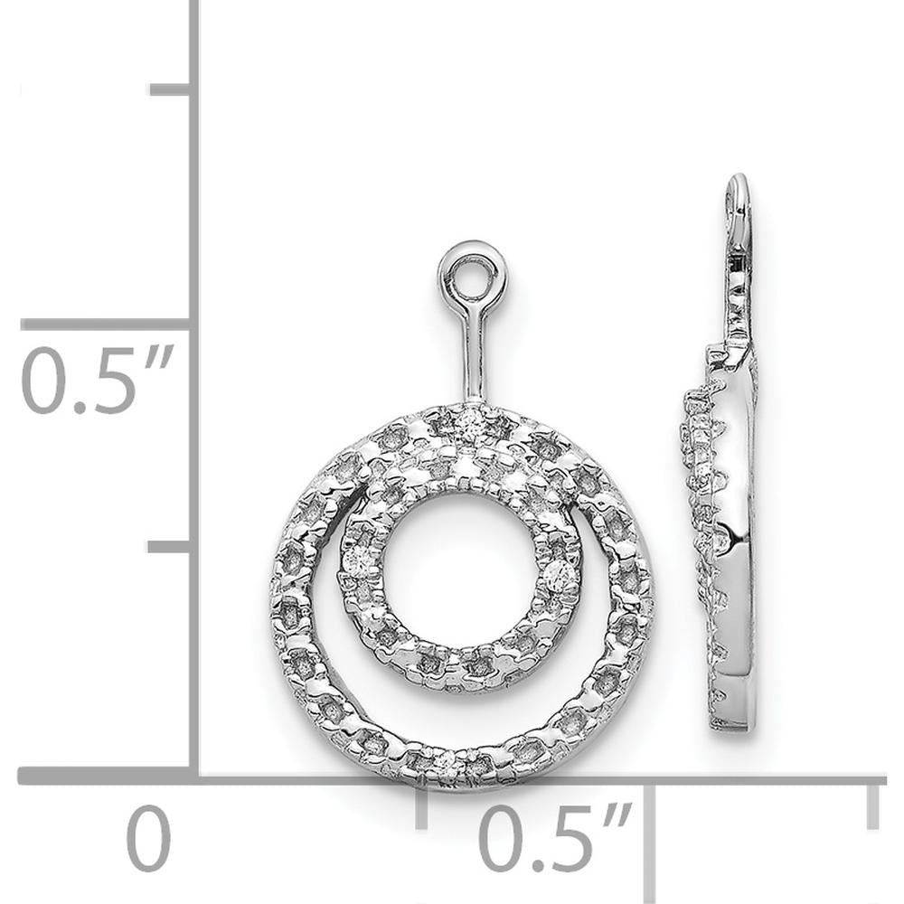 14K White Gold Double Circle Diamond Earring Jackets with 8 Round Diamonds - 0.032 Carats Total Diamond Weight by Monteluci Fine Jewelry