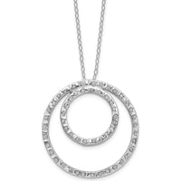 14K White Gold Double Circle Necklace with Brilliant Diamonds - 0.75 Carats Total Diamond Weight by Monteluci Fine Jewelry