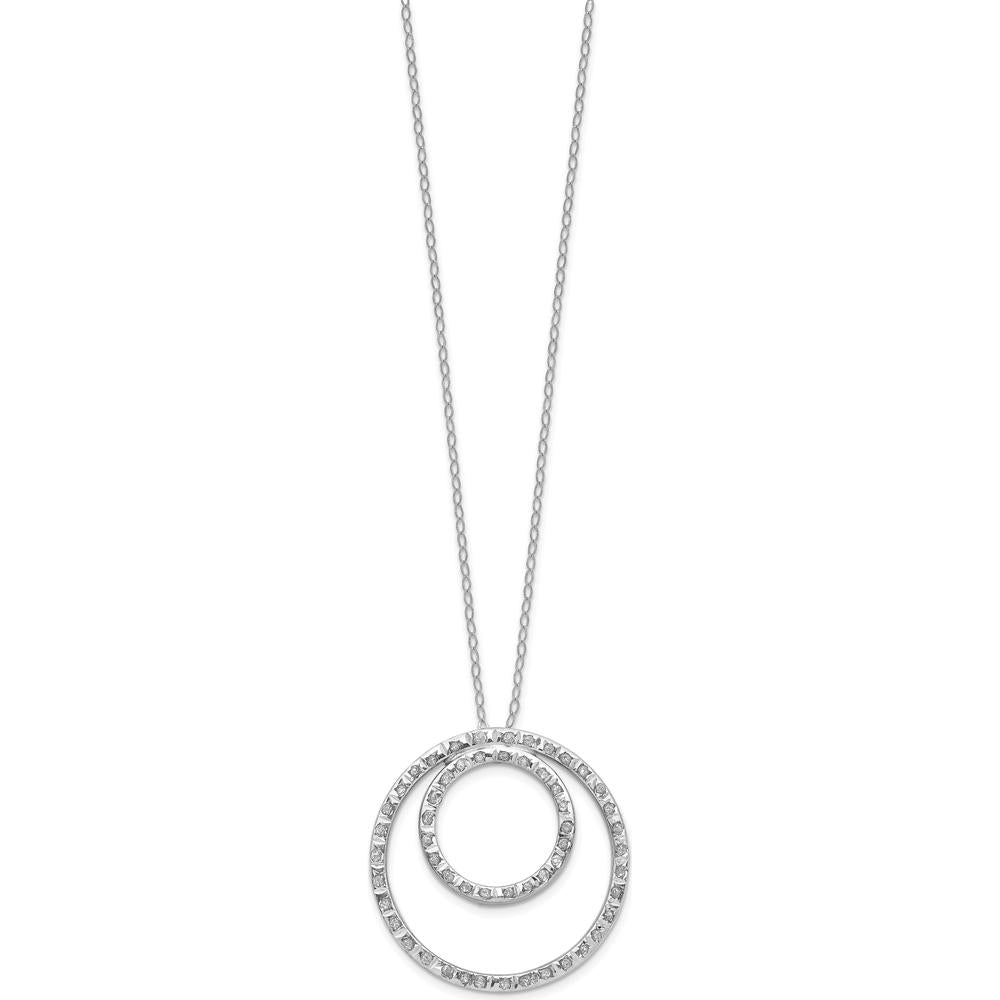 14K White Gold Double Circle Necklace with Brilliant Diamonds - 0.75 Carats Total Diamond Weight by Monteluci Fine Jewelry