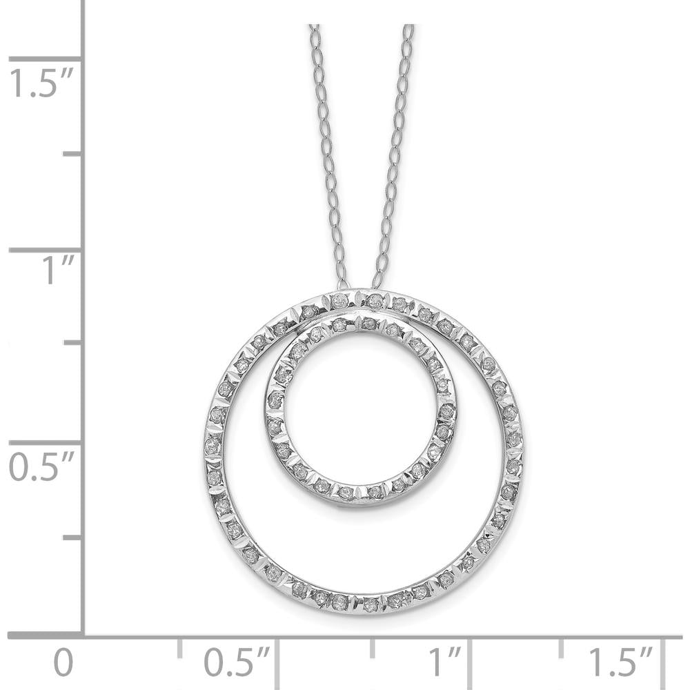 14K White Gold Double Circle Necklace with Brilliant Diamonds - 0.75 Carats Total Diamond Weight by Monteluci Fine Jewelry