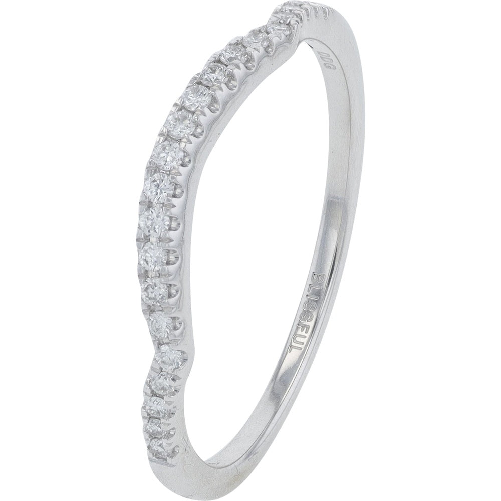 14K White Gold Double Halo Bridal Set with Round Diamond and Intertwined Accented Shank - 0.63 Carat Total Diamond Weight
