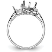 14K White Gold Double Heart Gemstone Ring Mounting with 6mm and 4mm Prong Settings by Monteluci Fine Jewelry