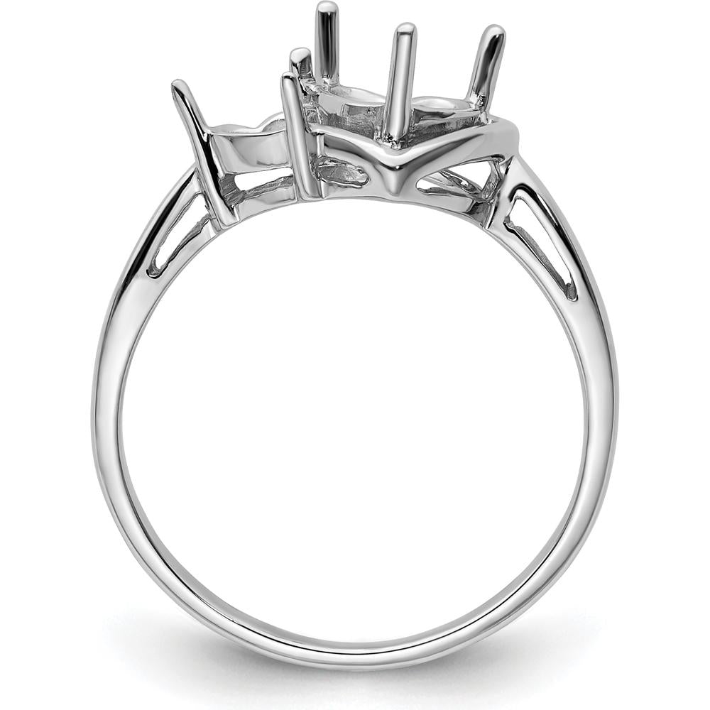 14K White Gold Double Heart Gemstone Ring Mounting with 6mm and 4mm Prong Settings by Monteluci Fine Jewelry