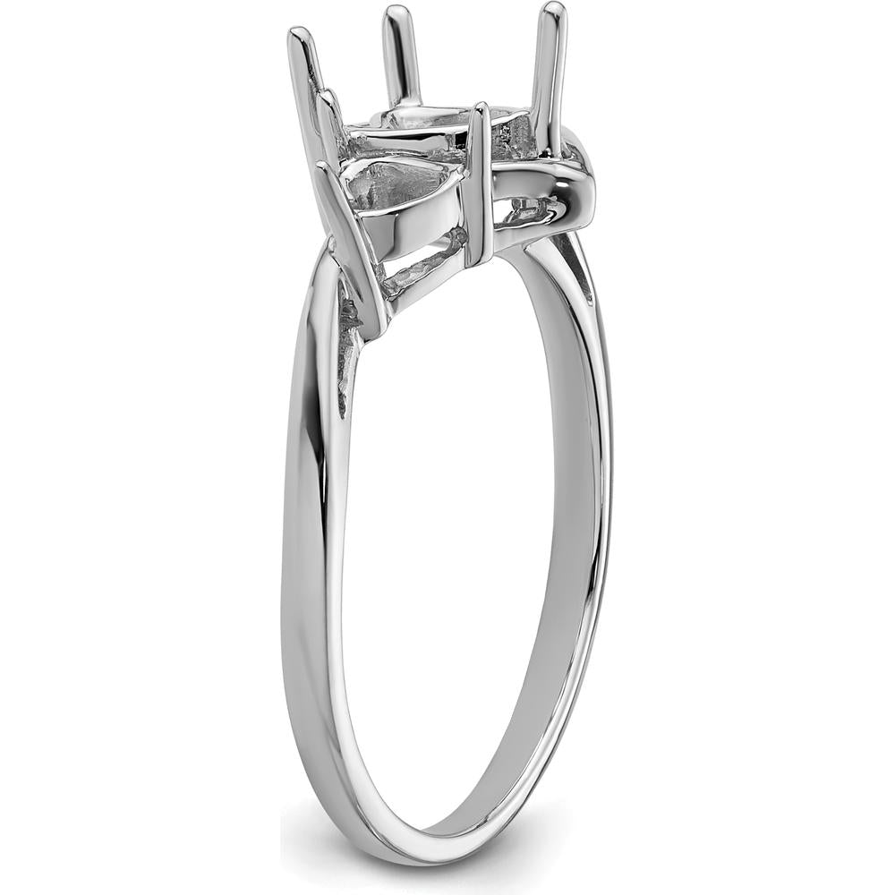 14K White Gold Double Heart Gemstone Ring Mounting with 6mm and 4mm Prong Settings by Monteluci Fine Jewelry