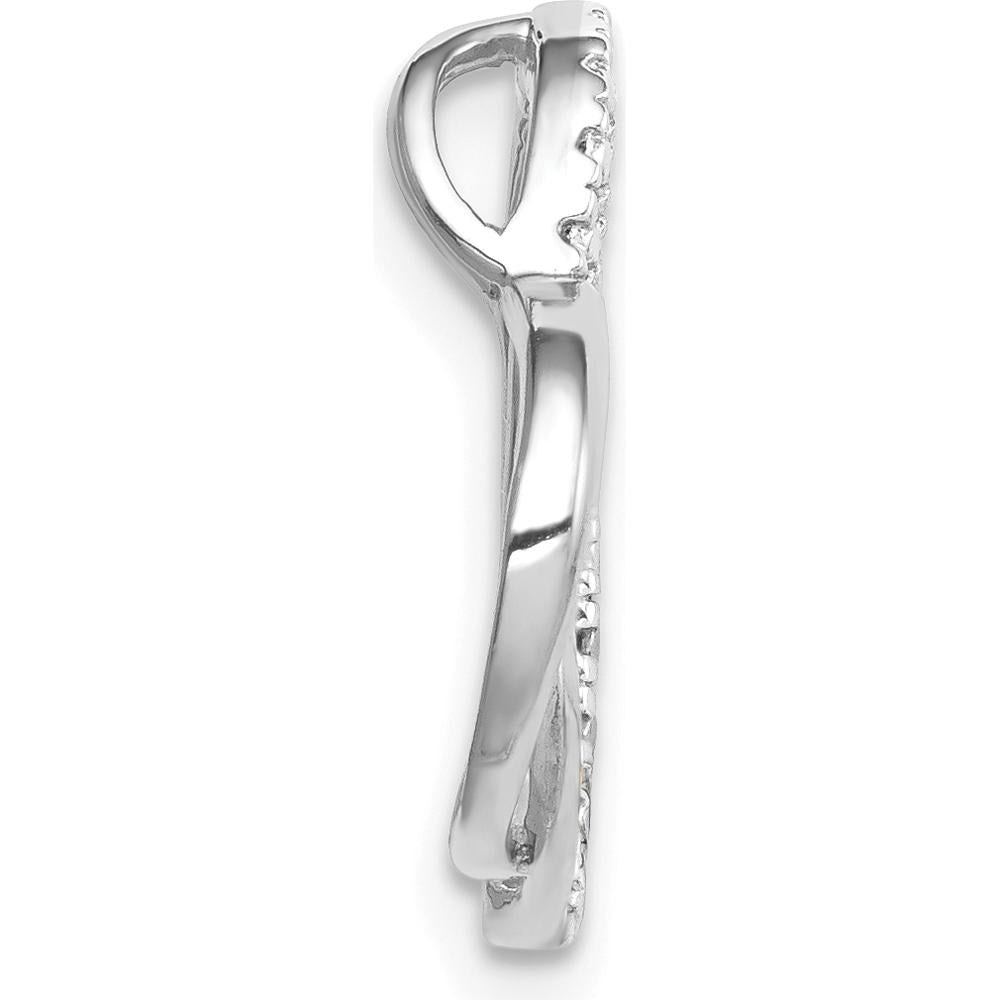 14K White Gold Double Heart Pendant Slide with Diamond - 0.004 Carat Total Diamond Weight by Oro Pregiato