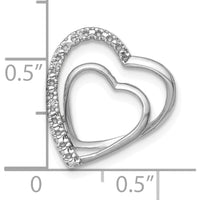14K White Gold Double Heart Pendant Slide with Diamond - 0.004 Carat Total Diamond Weight by Oro Pregiato