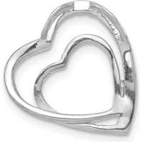 14K White Gold Double Heart Pendant Slide with Diamond - 0.004 Carat Total Diamond Weight by Oro Pregiato