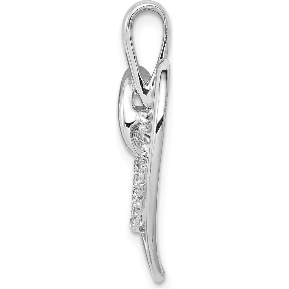 14K White Gold Double Heart Pendant with 18 Round Diamonds - 0.09 Carat Total Diamond Weight by Monteluci Fine Jewelry