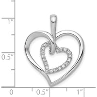 14K White Gold Double Heart Pendant with 18 Round Diamonds - 0.09 Carat Total Diamond Weight by Monteluci Fine Jewelry