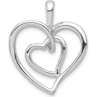14K White Gold Double Heart Pendant with 18 Round Diamonds - 0.09 Carat Total Diamond Weight by Monteluci Fine Jewelry