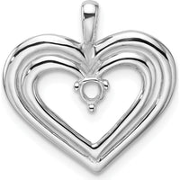 14K White Gold Double Heart Pendant with 3.2mm Round Stone Mounting by Monteluci Fine Jewelry