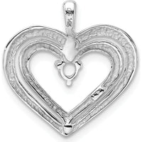 14K White Gold Double Heart Pendant with 3.2mm Round Stone Mounting by Monteluci Fine Jewelry