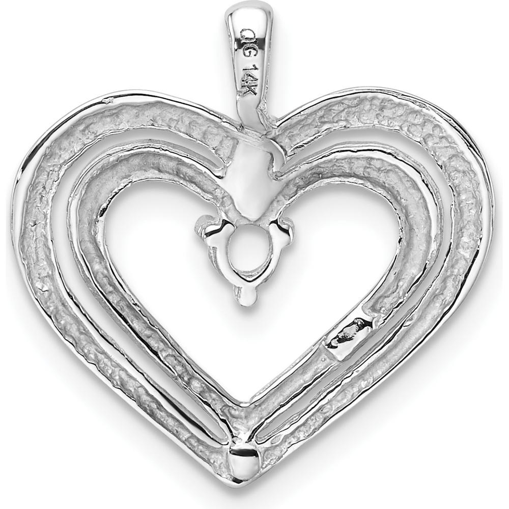 14K White Gold Double Heart Pendant with 3.2mm Round Stone Mounting by Monteluci Fine Jewelry