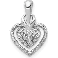 14K White Gold Double Heart Pendant with Pave Set Round Diamonds - 1/5 Carat Total Diamond Weight by Monteluci Fine Jewelry