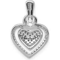 14K White Gold Double Heart Pendant with Pave Set Round Diamonds - 1/5 Carat Total Diamond Weight by Monteluci Fine Jewelry