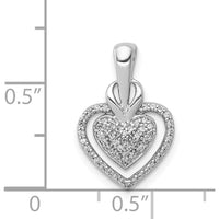 14K White Gold Double Heart Pendant with Pave Set Round Diamonds - 1/5 Carat Total Diamond Weight by Monteluci Fine Jewelry