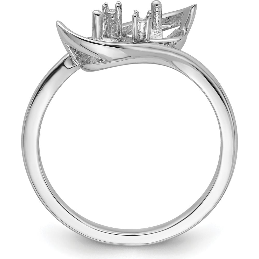 14K White Gold Double Mount Ring Setting for 6mm Pearl and 1.4mm Diamonds by Monteluci Fine Jewelry