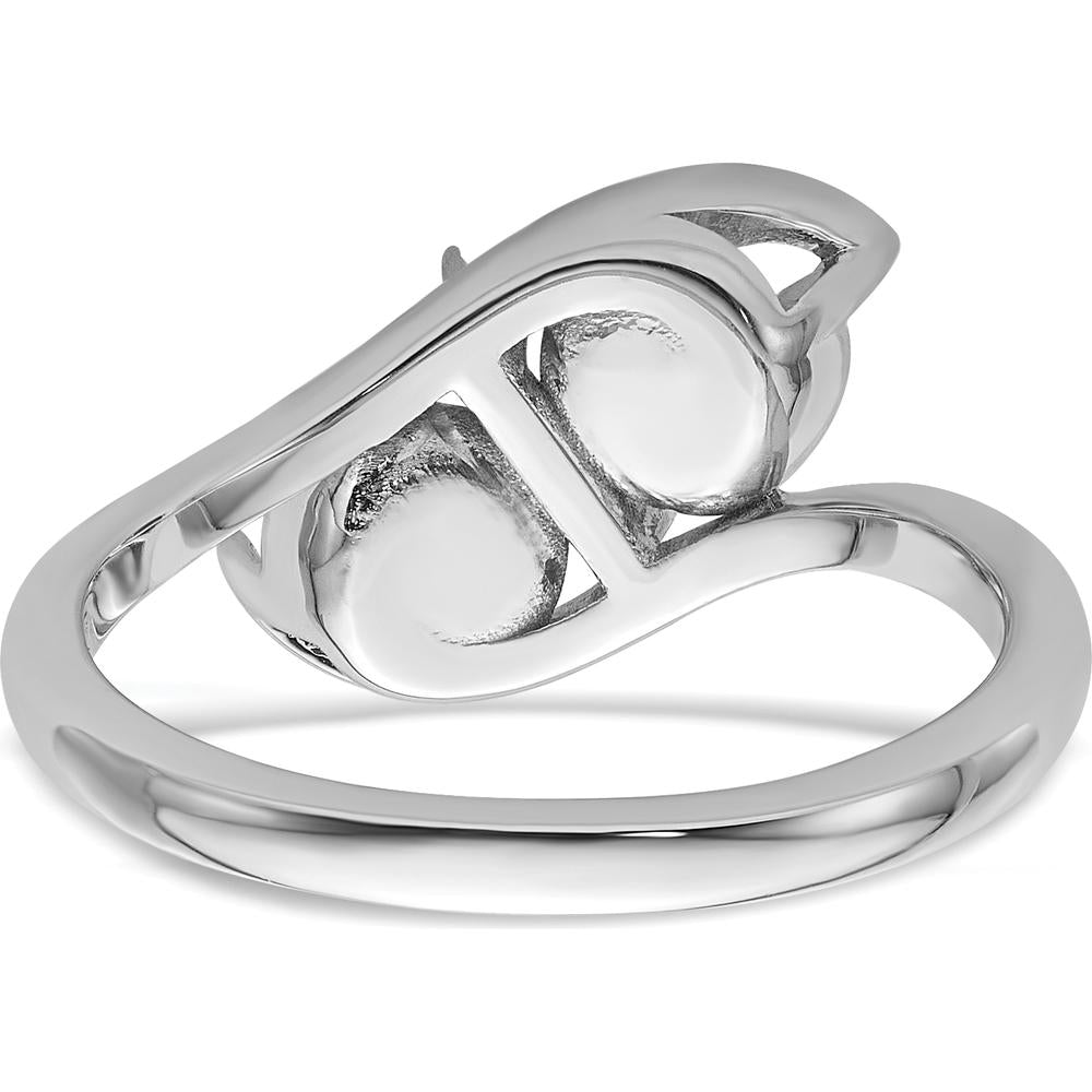 14K White Gold Double Mount Ring Setting for 6mm Pearl and 1.4mm Diamonds by Monteluci Fine Jewelry