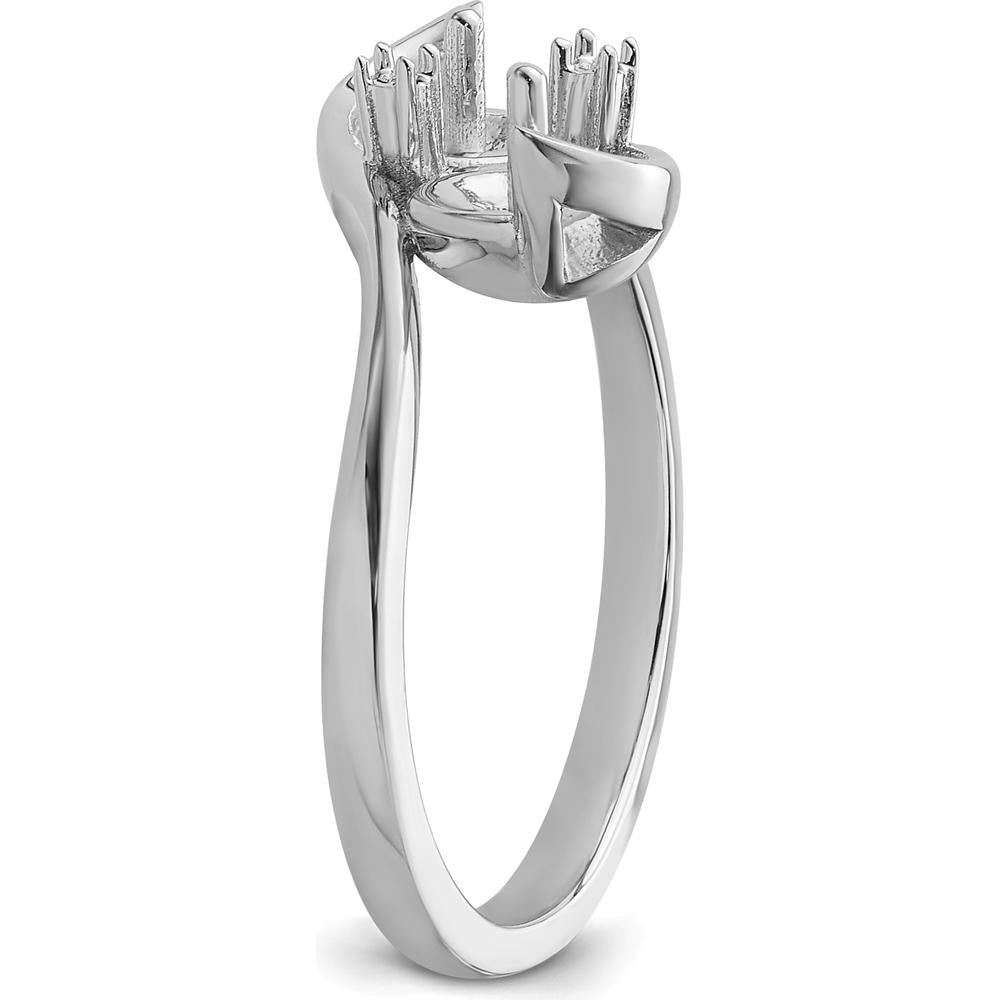 14K White Gold Double Mount Ring Setting for 6mm Pearl and 1.4mm Diamonds by Monteluci Fine Jewelry