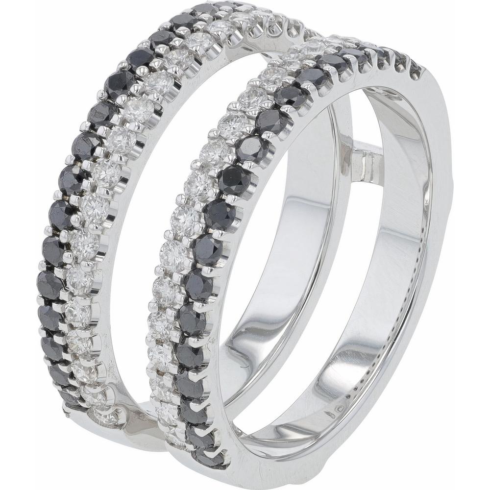 14K White Gold Double-Row 1.00 Carat Total Diamond Ring Guard with Brilliant Round Diamonds