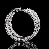 14K White Gold Double Row Hoop Earrings with 72 Brilliant Cut Lab Diamonds - 15.5 Carat Total Weight - Covaloro Fine Jewelry