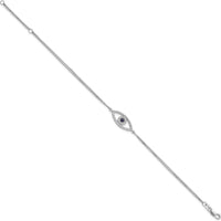 14K White Gold Double-Strand Evil Eye Bracelet with Round Sapphire and Diamond Halo - 0.07 Carat Sapphire, 0.17 Carat Total Diamond Weight by Oro Pregiato