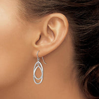 14K White Gold Double Teardrop Dangle Earrings - Polished Rhodium Finish by 0
