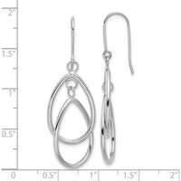 14K White Gold Double Teardrop Dangle Earrings - Polished Rhodium Finish by 0